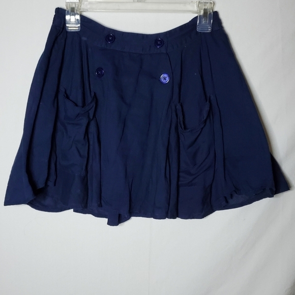 Navy Blue Skirt With Pockets And Buttons - Picture 1 of 5
